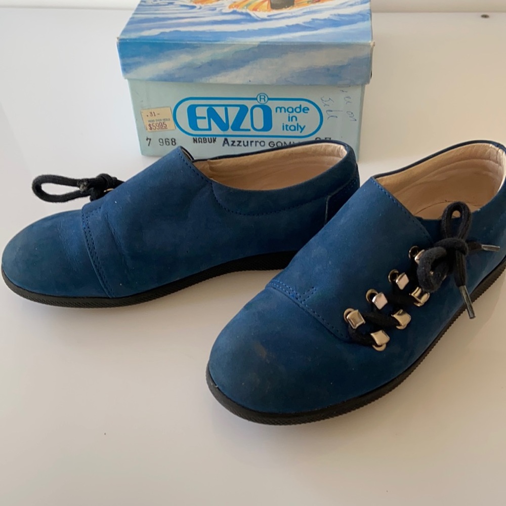 Vintage Enzo Girls Blue Nubuck Shoes Size 27